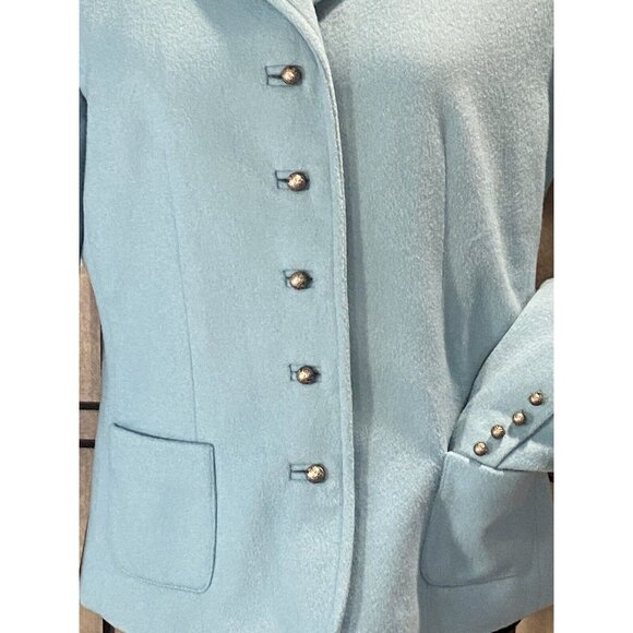 Vtg Elliott Lauren Wool Blend Tailored Blazer Sz 8 Ornate Buttons Seafoam Green - Picture 2 of 7